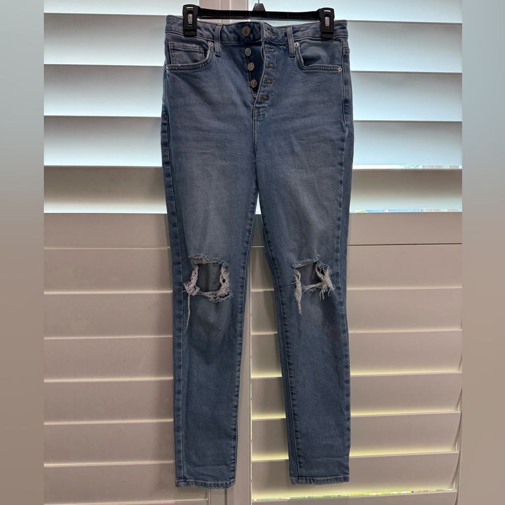 Forever 21 Blue Distressed Jeans Button Fly